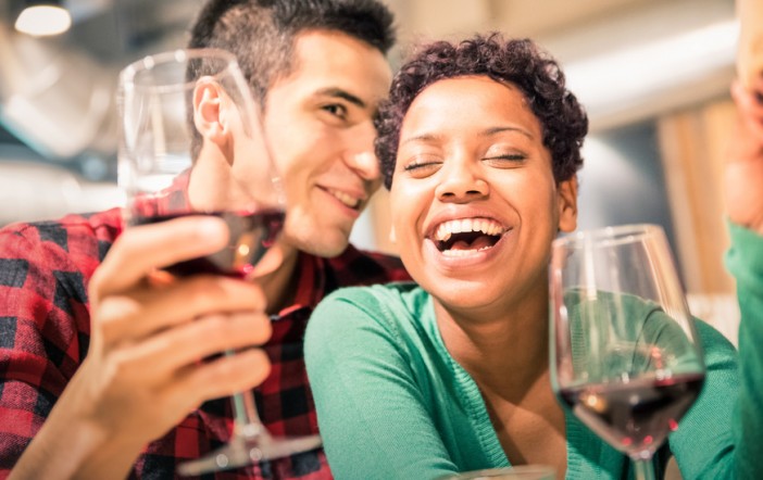 couple wine tasting in a cruise