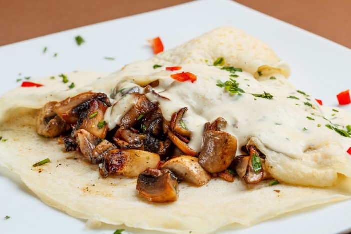 vegan mushroom crepes
