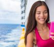 cruise woman with mobile phone on cruise ship