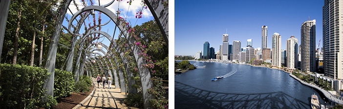 Brisbane Portside Wharf Garden Downtown Skyline Australia