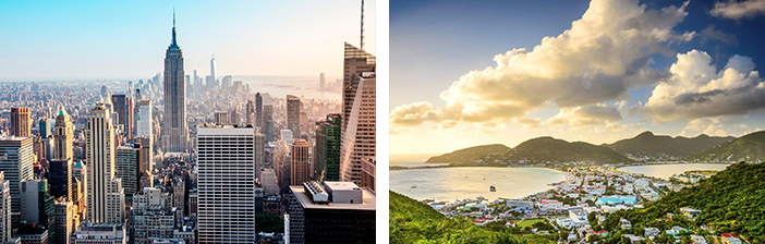 New York City, USA and the Caribbean