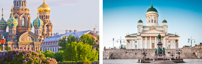 St. Petersburg, Russia and Helsinki, Finland