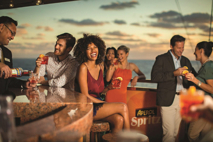 people at the Aperol Spritz Bar on Costa Cruises ship