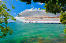 cruise ship in green destination