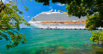 cruise ship in green destination