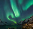 northern lights from the Norwegian fjords
